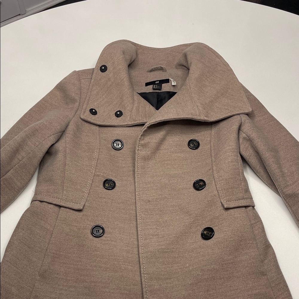 H&M Women's Double-Breasted Brown Pea Coat